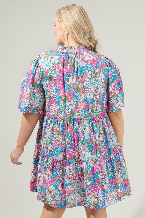 Sugarlips Avery Blossom Dixie Split Neck Shift Dress Curve