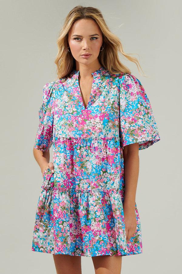 sugarlips Avery Blossom Dixie Split Neck Shift Dress