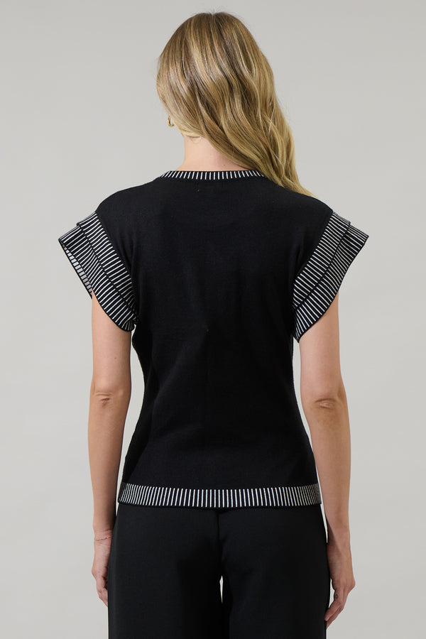 Sugarlips Avilla Contrasted Short Sleeve Sweater Top
