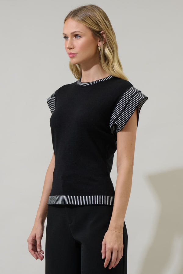 Sugarlips Avilla Contrasted Short Sleeve Sweater Top