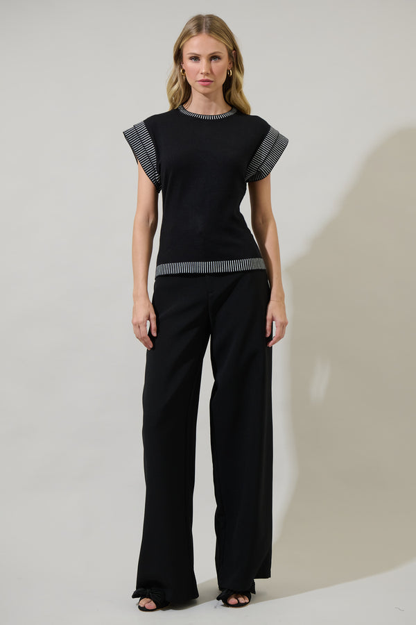 Sugarlips Avilla Contrasted Short Sleeve Sweater Top