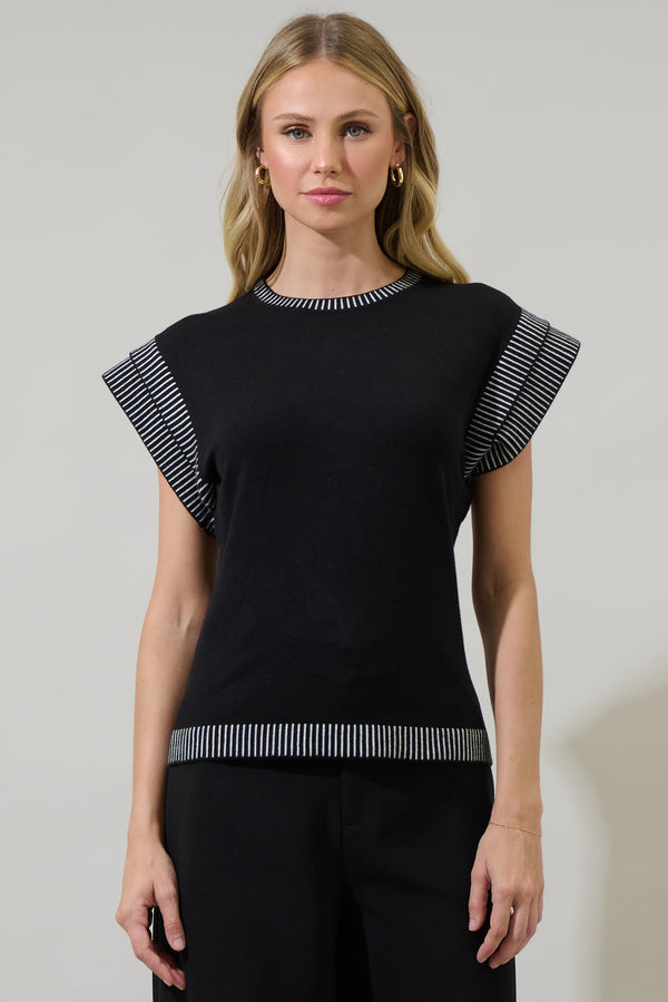 sugarlips Avilla Contrasted Short Sleeve Sweater Top