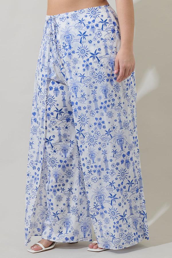 Sugarlips Azul Tropics Nature High Waist Wrap Pants Curve