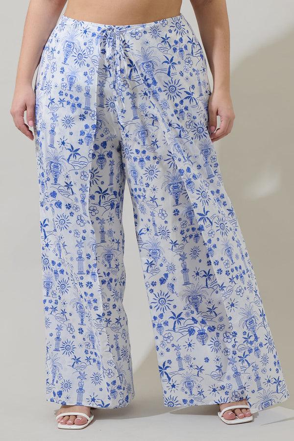 sugarlips Azul Tropics Nature High Waist Wrap Pants Curve