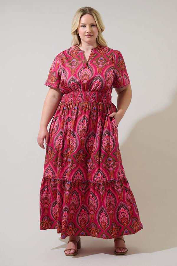 Sugarlips Azura Paisley Belraj Poplin Maxi Dress Curve