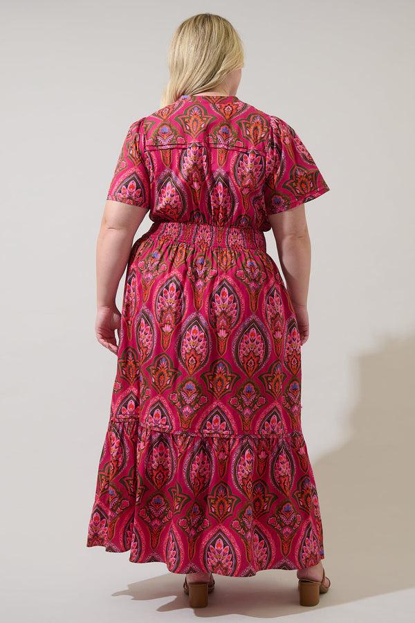 Sugarlips Azura Paisley Belraj Poplin Maxi Dress Curve