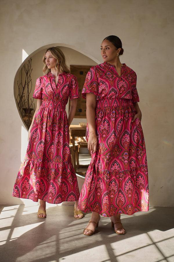 sugarlips Azura Paisley Belraj Poplin Maxi Dress Curve