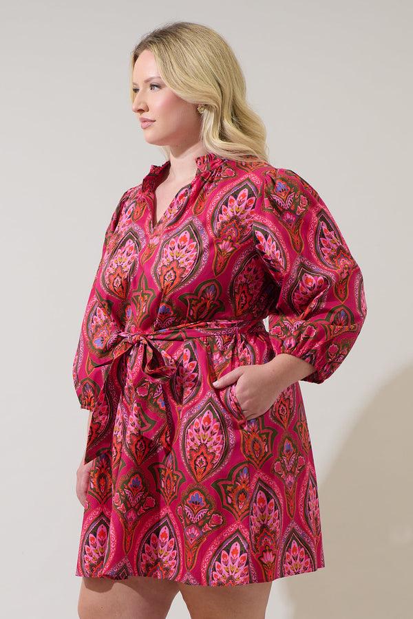 Sugarlips Azura Paisley Eira Poplin Mini Dress Curve