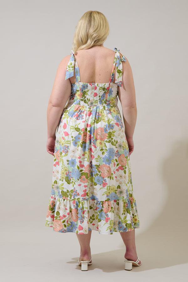 Sugarlips Baker Tie Strap Midi Dress Esther Floral Curve