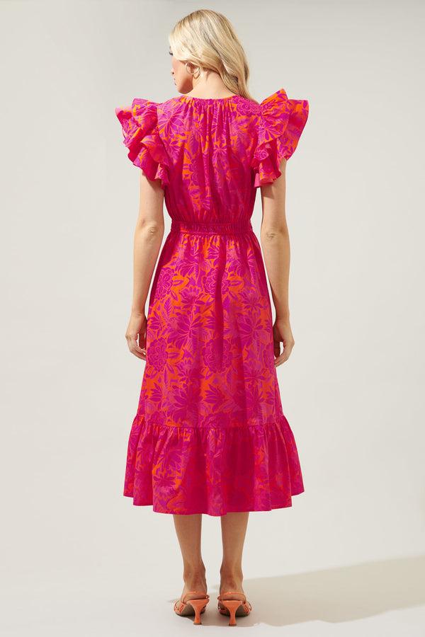 Sugarlips Bali Tropics Jelina Ruffle Sleeve Midi Dress