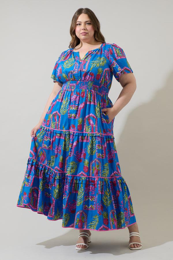 Sugarlips Bally Tropical Ernie Tiered Maxi Dress Curve