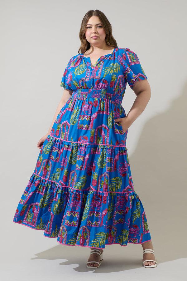 sugarlips Bally Tropical Ernie Tiered Maxi Dress Curve