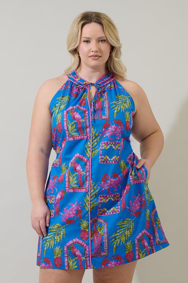 sugarlips Bally Tropical Gloria Sleeveless Mini Dress Curve