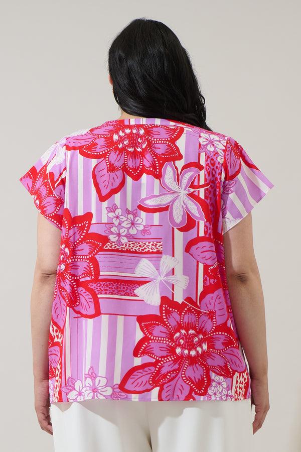 Sugarlips Barba Tropical Cass Flutter Sleeve Top Curve