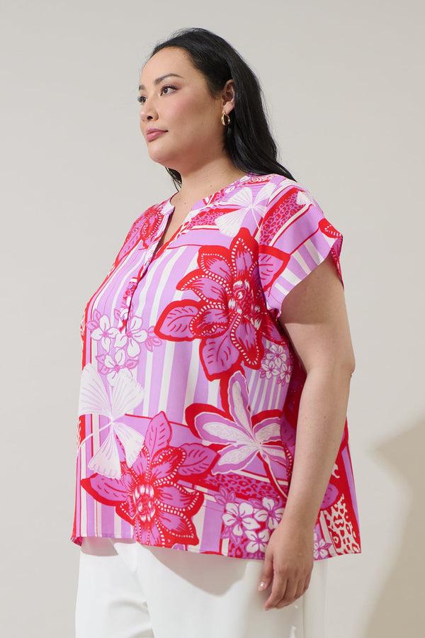 Sugarlips Barba Tropical Cass Flutter Sleeve Top Curve