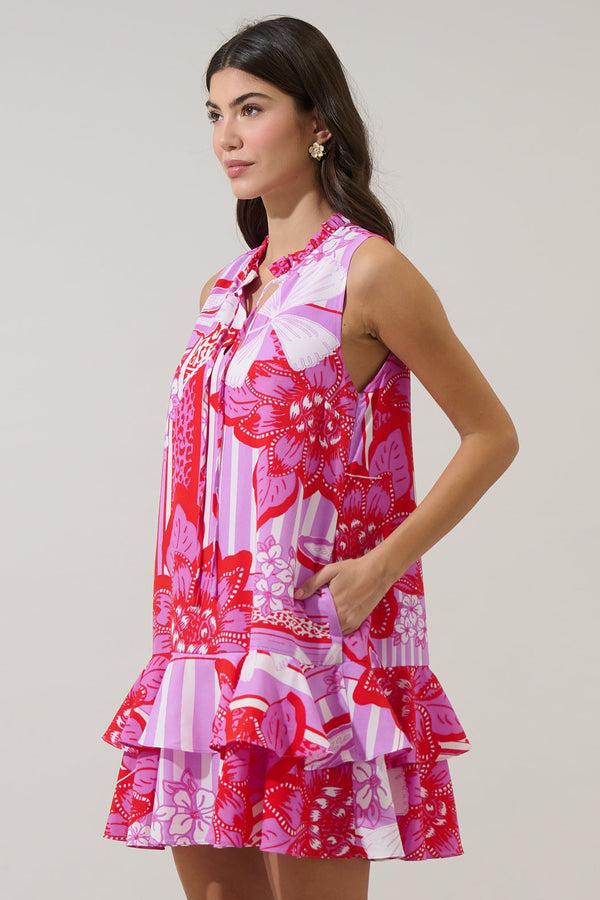 Sugarlips Barba Tropical Graceland Ruffle Trim Mini Dress