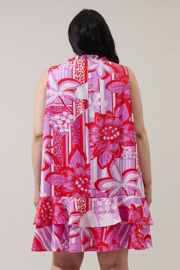 Sugarlips Barba Tropical Graceland Ruffle Trim Mini Dress Curve