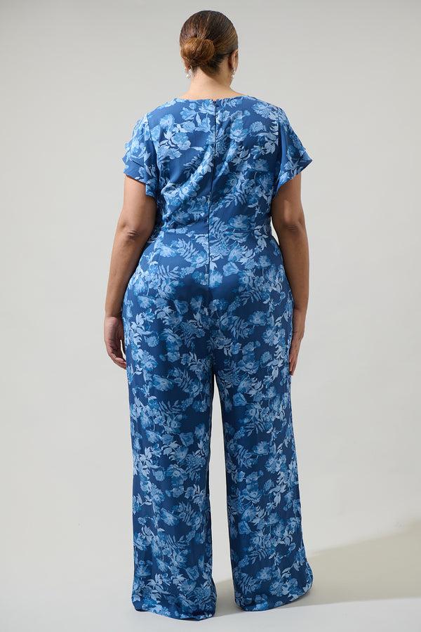 Sugarlips Bary Floral Tiley Wide Leg Jumpsuit Curve