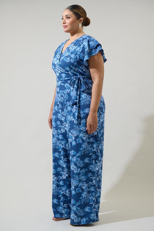 Sugarlips Bary Floral Tiley Wide Leg Jumpsuit Curve