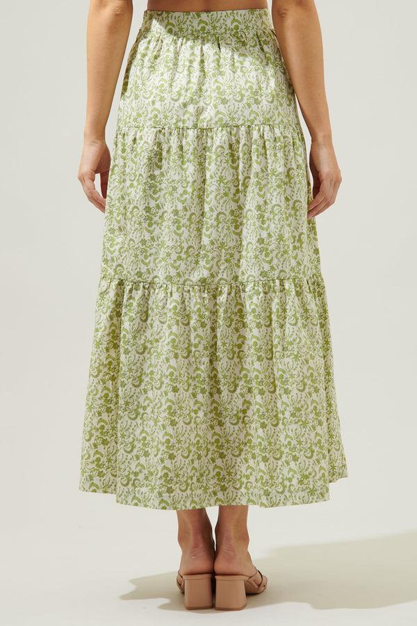 Sugarlips Baudelaire Floral Desmond Tiered Midi Skirt
