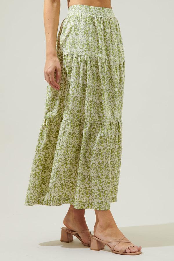 Sugarlips Baudelaire Floral Desmond Tiered Midi Skirt