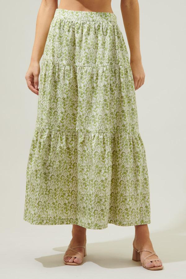 sugarlips Baudelaire Floral Desmond Tiered Midi Skirt