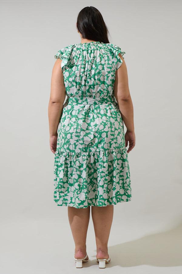 Sugarlips Baxley Floral Charlotte Button Midi Dress Curve