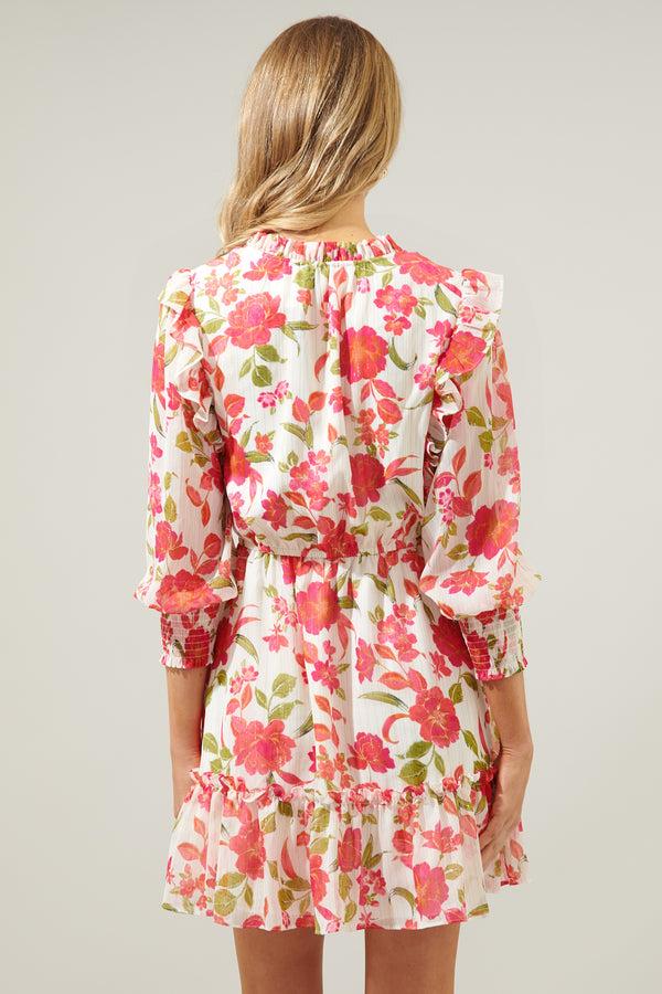 Sugarlips Belle Anse Floral Idra Ruffle Chiffon Dress