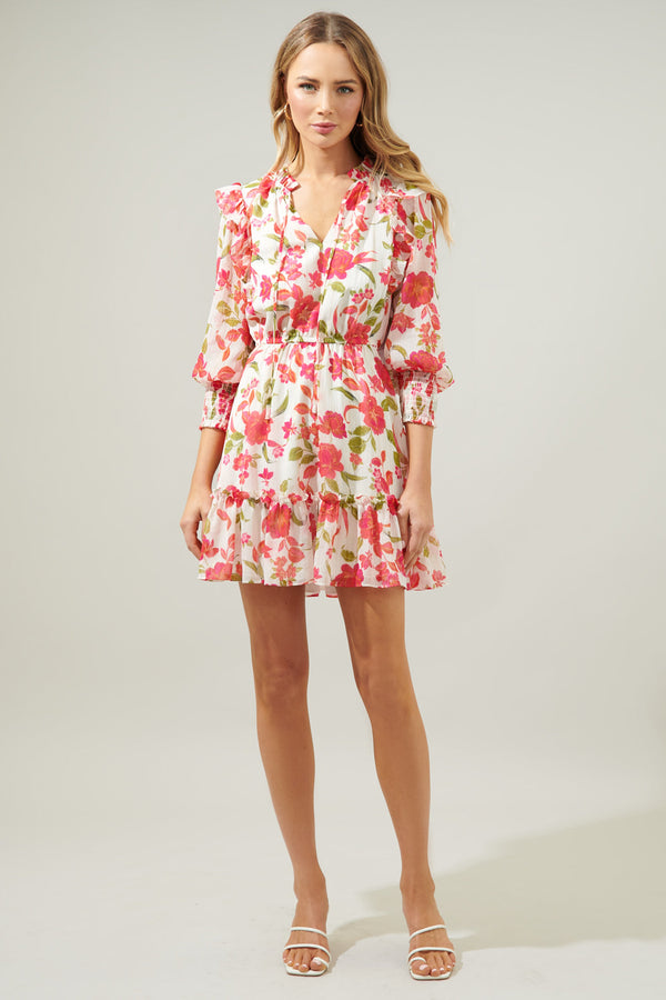 Sugarlips Belle Anse Floral Idra Ruffle Chiffon Dress