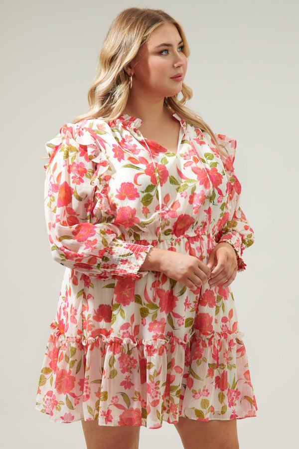 Sugarlips Belle Anse Floral Idra Ruffle Chiffon Dress Curve