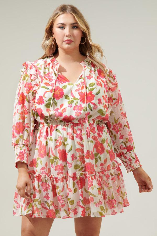 sugarlips Belle Anse Floral Idra Ruffle Chiffon Dress Curve