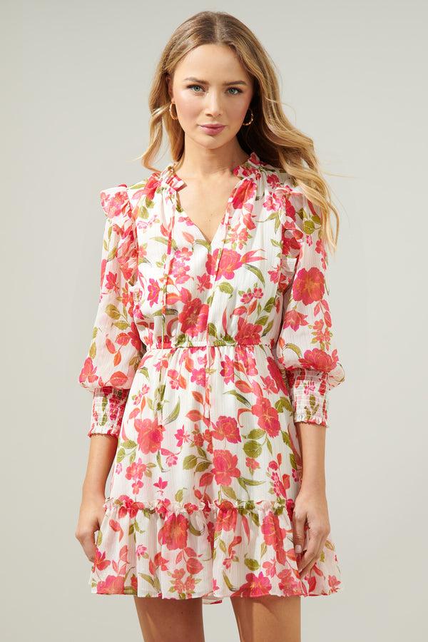 sugarlips Belle Anse Floral Idra Ruffle Chiffon Dress