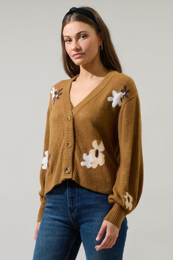 Sugarlips Bendra Floral Ballon Sleeve Cropped Cardigan