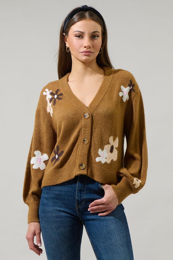 sugarlips Bendra Floral Ballon Sleeve Cropped Cardigan