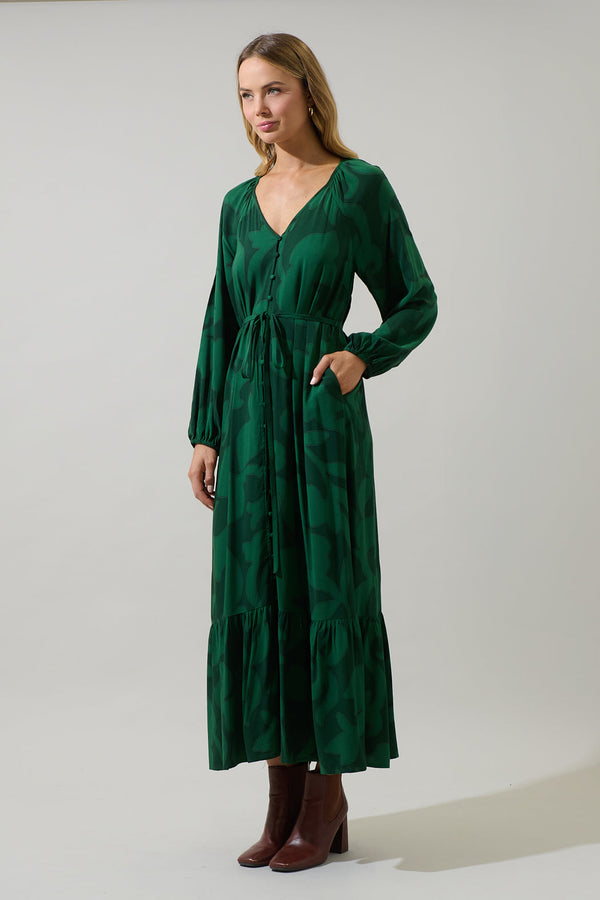 Sugarlips Benti Abstract Larrie Button Down Maxi Dress