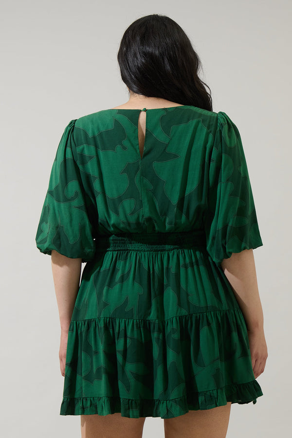 Sugarlips Benti Abstract Suma Ruffle Mini Dress Curve