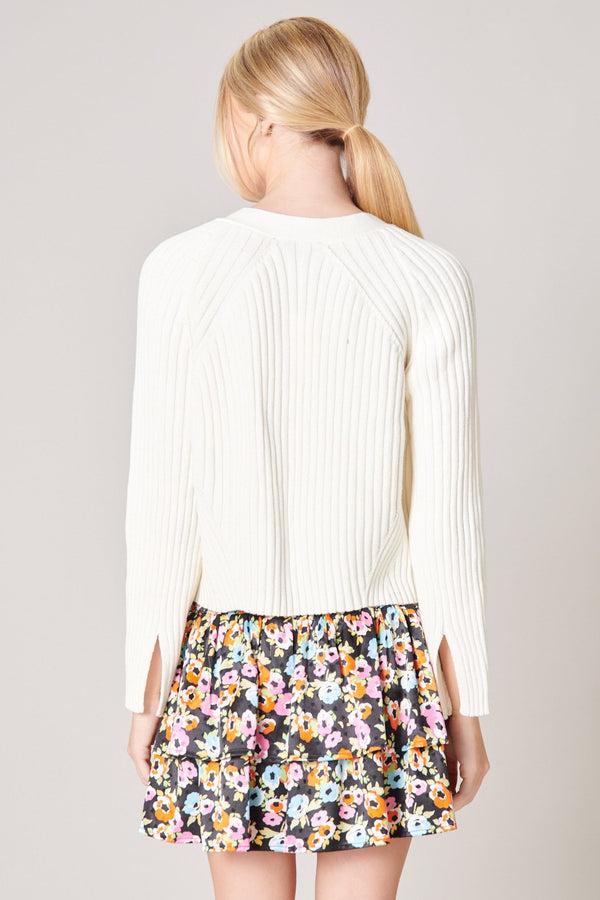 Sugarlips Berlin Button Front Ribbed Cardigan Sweater
