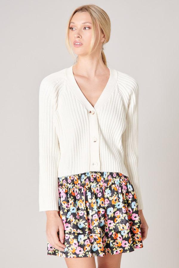 sugarlips Berlin Button Front Ribbed Cardigan Sweater