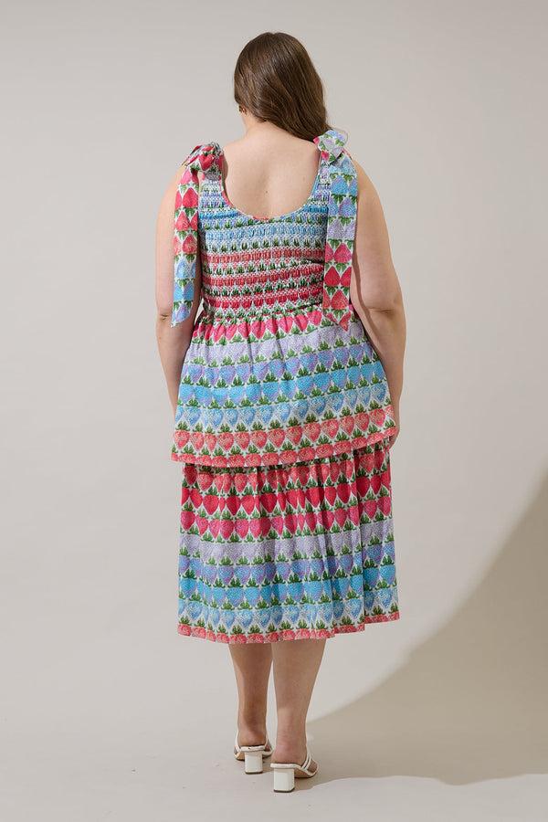 Sugarlips Berry Burst Kasia Smocked Midi Dress Curve