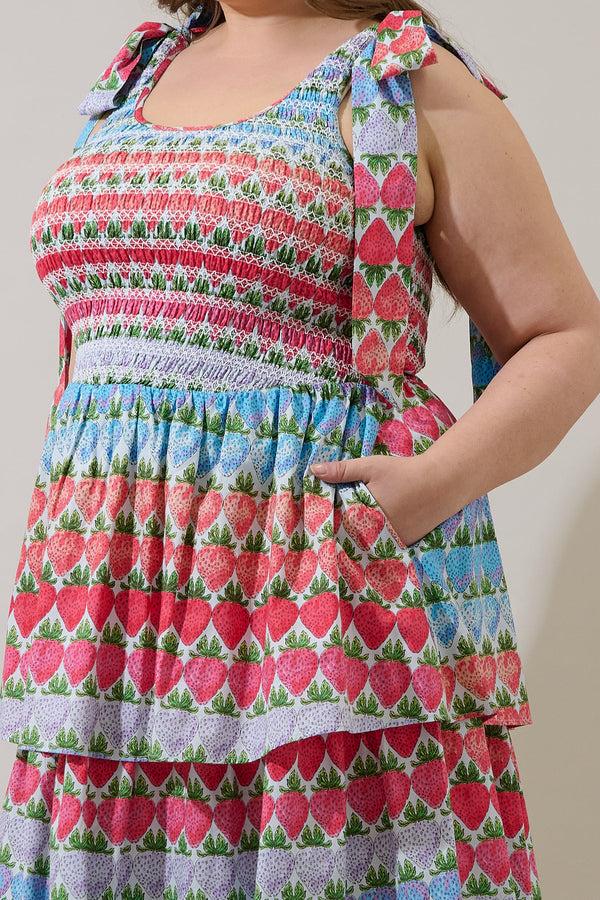 Sugarlips Berry Burst Kasia Smocked Midi Dress Curve