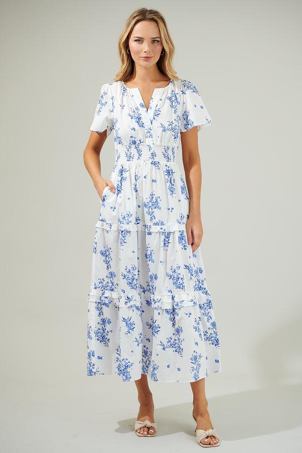 Sugarlips Bestia Floral Palmer Poplin Tiered Maxi Dress