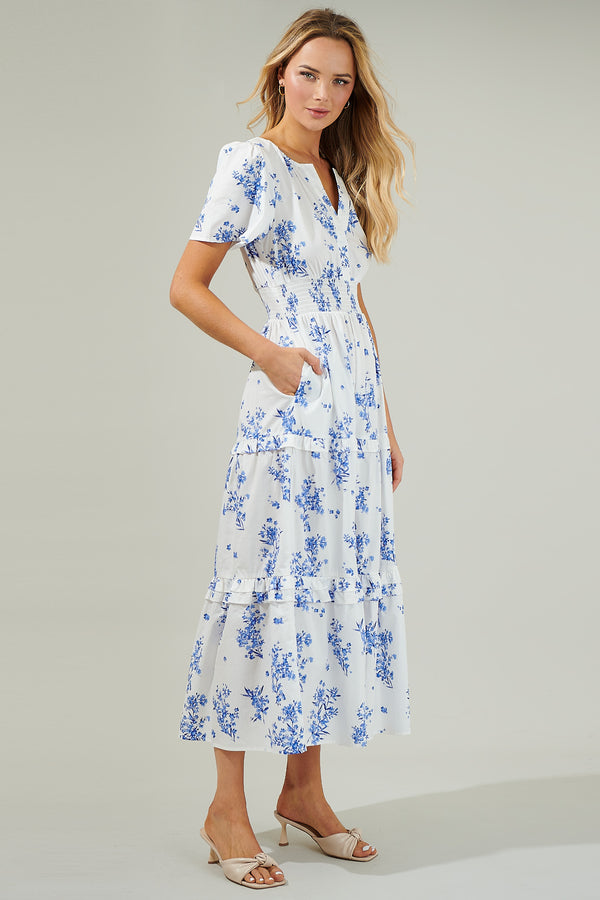 Sugarlips Bestia Floral Palmer Poplin Tiered Maxi Dress