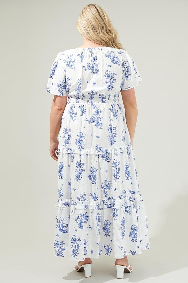 Sugarlips Bestia Floral Palmer Poplin Tiered Maxi Dress Curve
