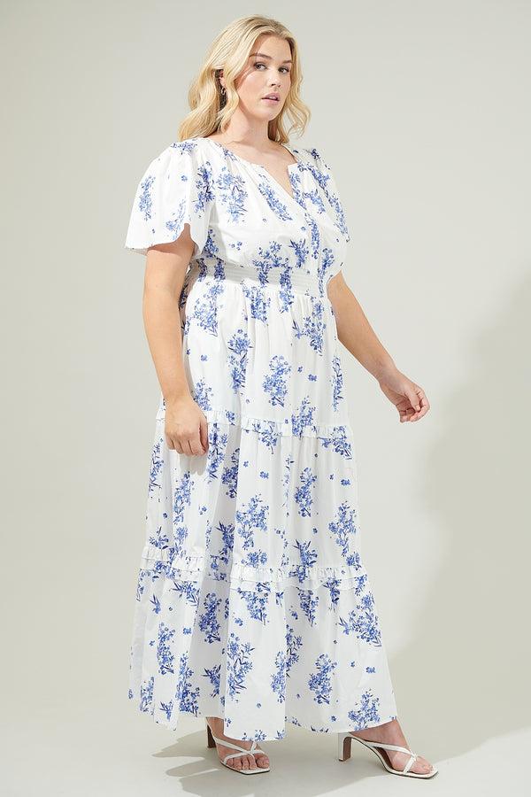 Sugarlips Bestia Floral Palmer Poplin Tiered Maxi Dress Curve