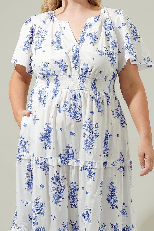 Sugarlips Bestia Floral Palmer Poplin Tiered Maxi Dress Curve