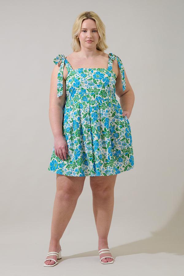 Sugarlips Bivore Floral Gracia Pleated Mini Dress Curve