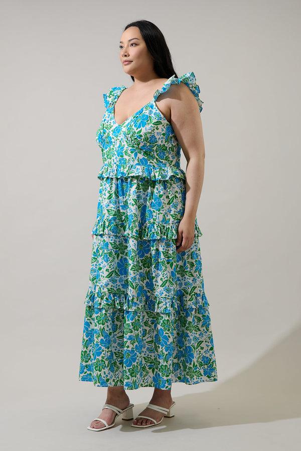 Sugarlips Bivore Floral Truth Tiered Maxi Dress Curve