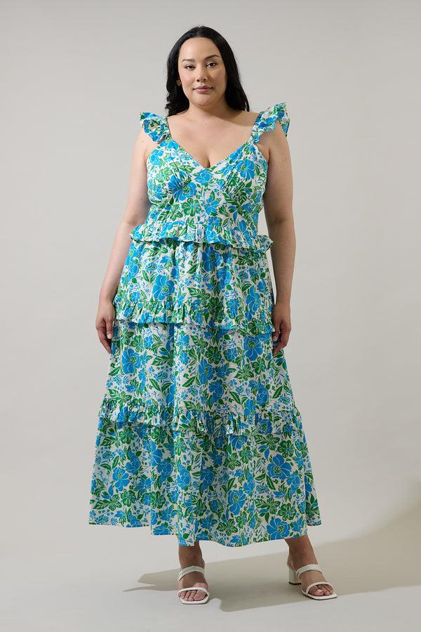 sugarlips Bivore Floral Truth Tiered Maxi Dress Curve