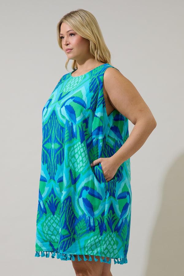 Sugarlips Blissy Tropical Winda Trapeze Mini Dress Curve