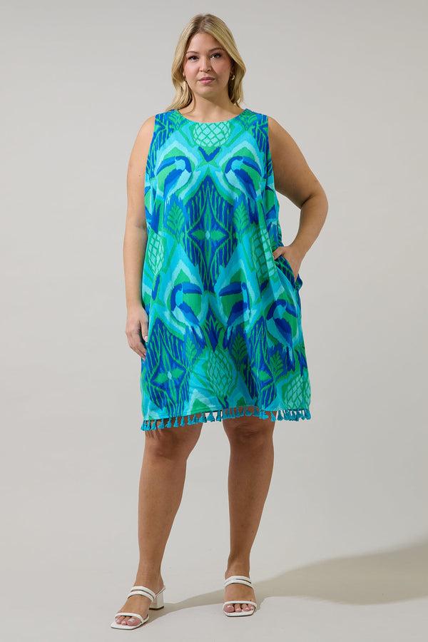 Sugarlips Blissy Tropical Winda Trapeze Mini Dress Curve